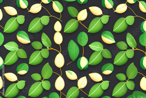 green leaf pattern, on a dark background, Ai
