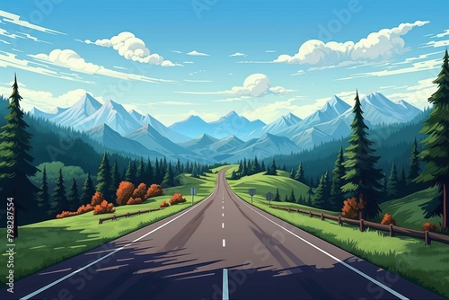 Road landscape panoramic outdoors. photo