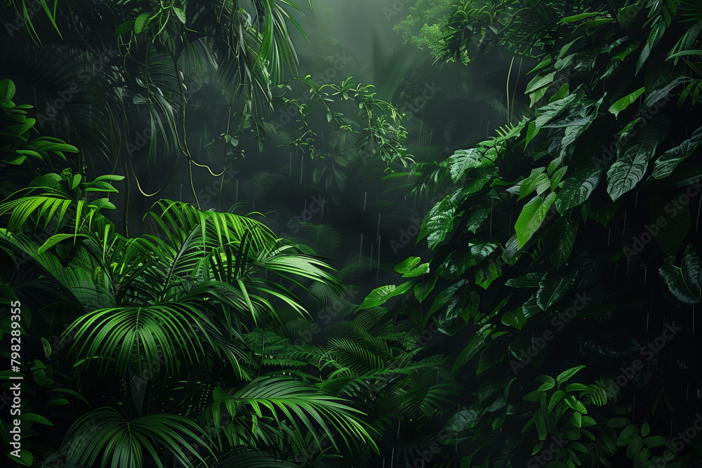 Lush forest with a focus on vibrant greenery