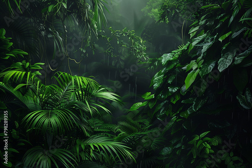 Lush forest with a focus on vibrant greenery