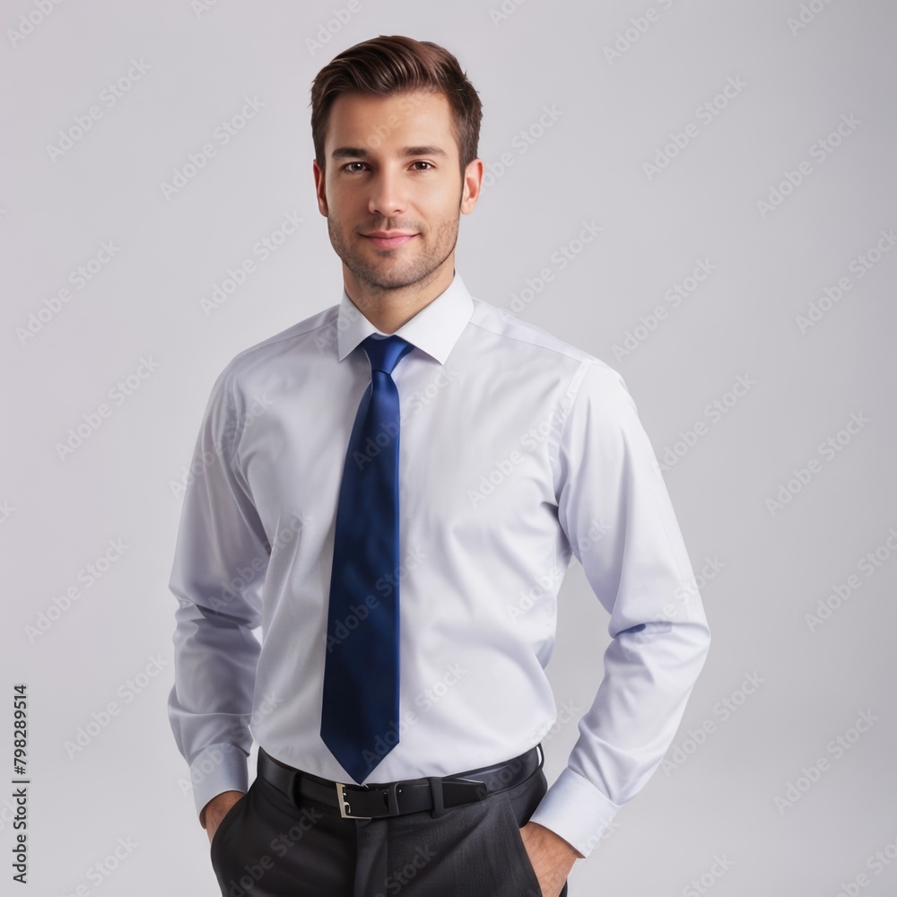 Happy elegant business man standing isolated on white background Happy elegant business man standing isolated on white background