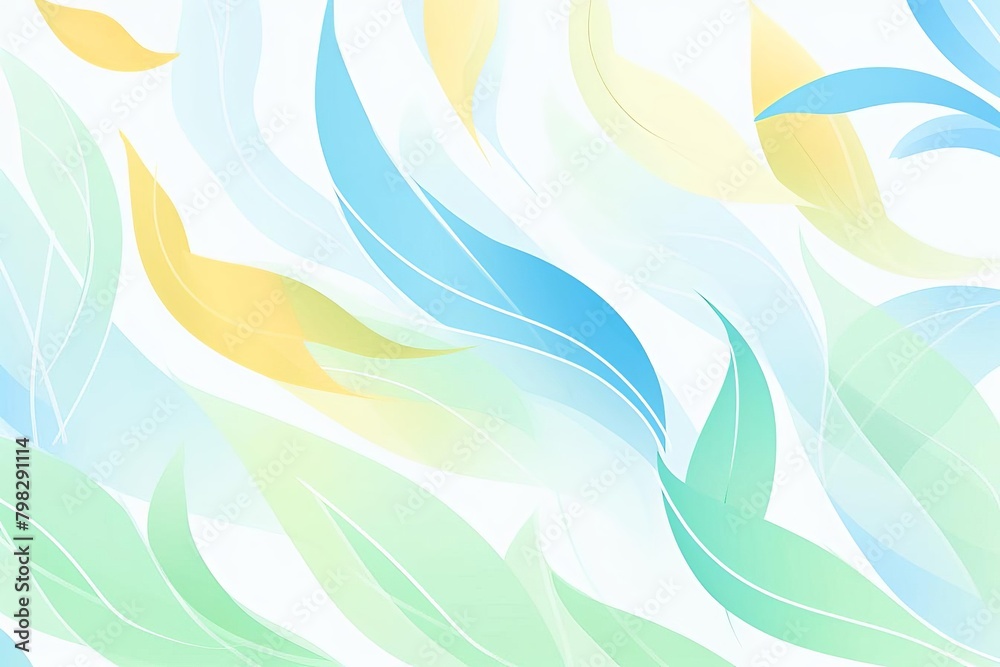 A colorful background with green, blue, and yellow leaves