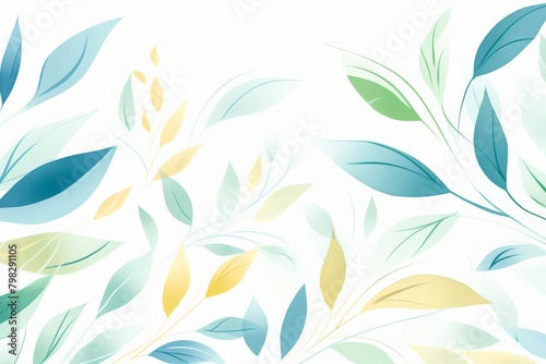 A blue and green leafy background with yellow leaves