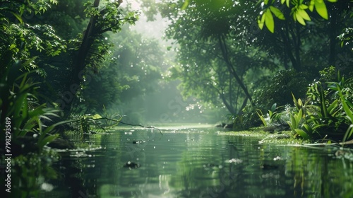 A serene and calming forest scene  featuring lush greenery and natural light  representing the power of creativity to connect with nature and promote well-being on National Creativity Day.