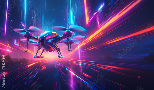 future drone with abstract background