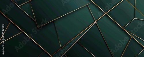 dark green abstract background with shining gold lines
