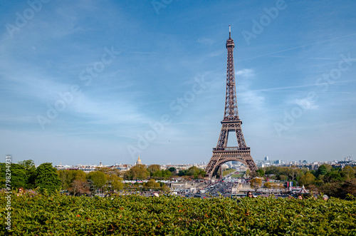 Eiffel tower with blue sky, Paris. France.