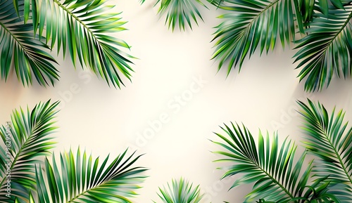 Green Palm Leaves Summer Vacation Design © Yi_Studio