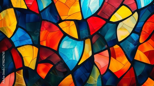 A vibrant mosaic of stained glass patterns photo