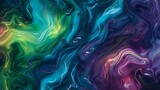 A vibrant swirl of cosmic colors in fluid abstraction