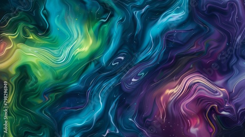 A vibrant swirl of cosmic colors in fluid abstraction