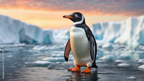 penguin on the rocks penguin on ice  penguin in polar regions