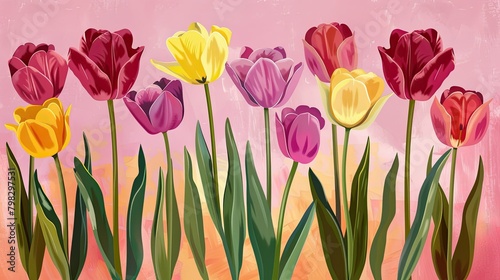 A stunning International Women s Day greeting card featuring vibrant tulips set against a lovely pink backdrop