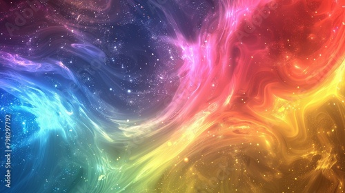 Cosmic dance of vibrant nebulae swirls
