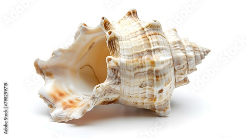 Close up of sea shell isolated on white background