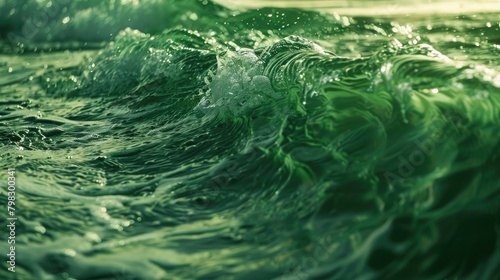 Extreme close up of thrashing emerald ocean waves