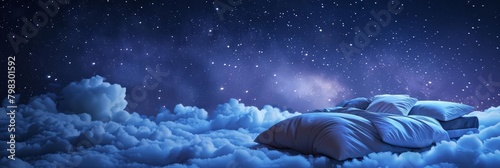 Serene night sky setting the stage for a restful slumber on a cloudlike bed