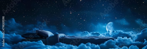 Serene night sky setting the stage for a restful slumber on a cloudlike bed photo