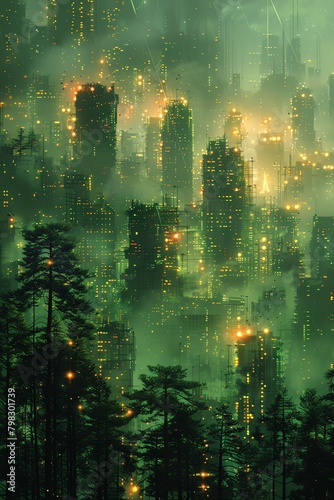 A green city in the middle of a forest