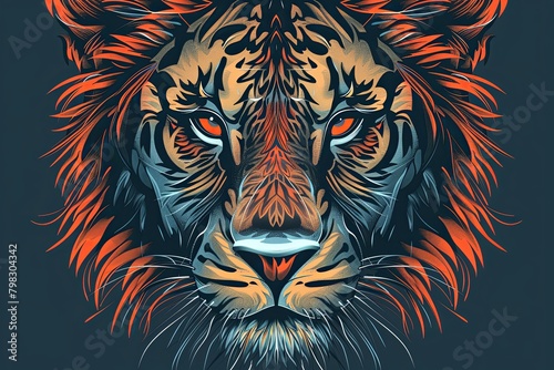 Majestic Fusion  Illustrated Wildcat Face - Lion  Tiger  Wolf