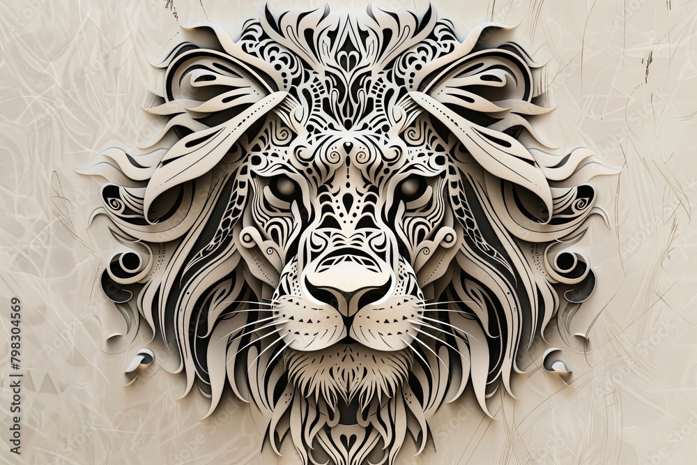 Bold Lion Head Tattoo Vector Art: Power of Wildlife Symbolized