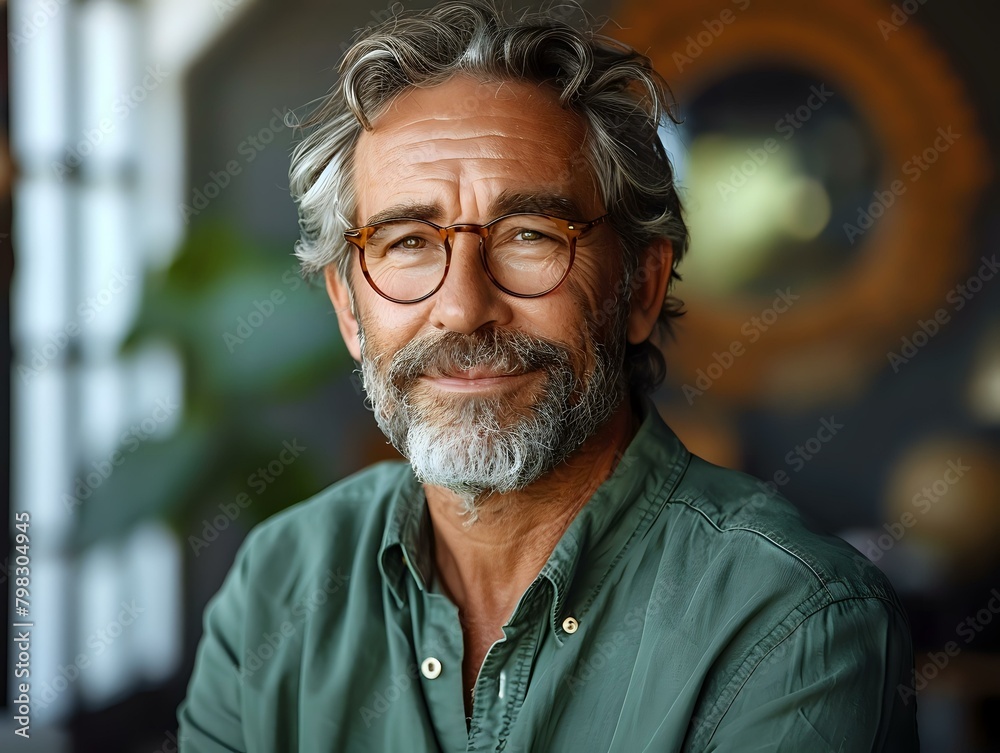 Approachable Middle-Aged Individual in Green Shirt Approachable Middle-Aged Individual in Green Shirt