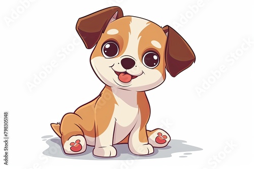 Child-Friendly Playful Puppy with Floppy Ears Cartoon Vector Illustration