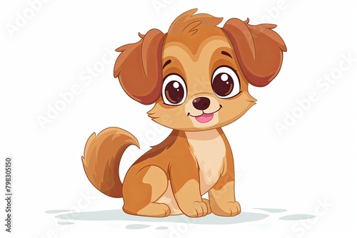 Child-Friendly Cartoon Puppy with Floppy Ears: Vector Dog Illustration for Children's Drawing