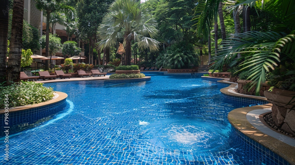 swimming pool on tropical island