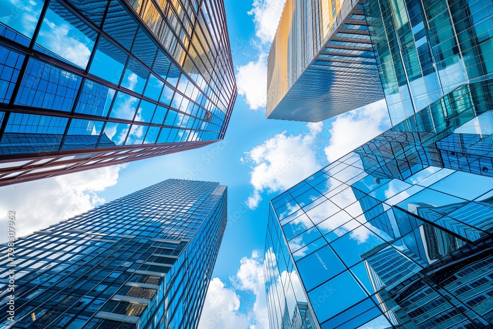 Blue Sky Reflection: Innovative City Design with Skyscrapers