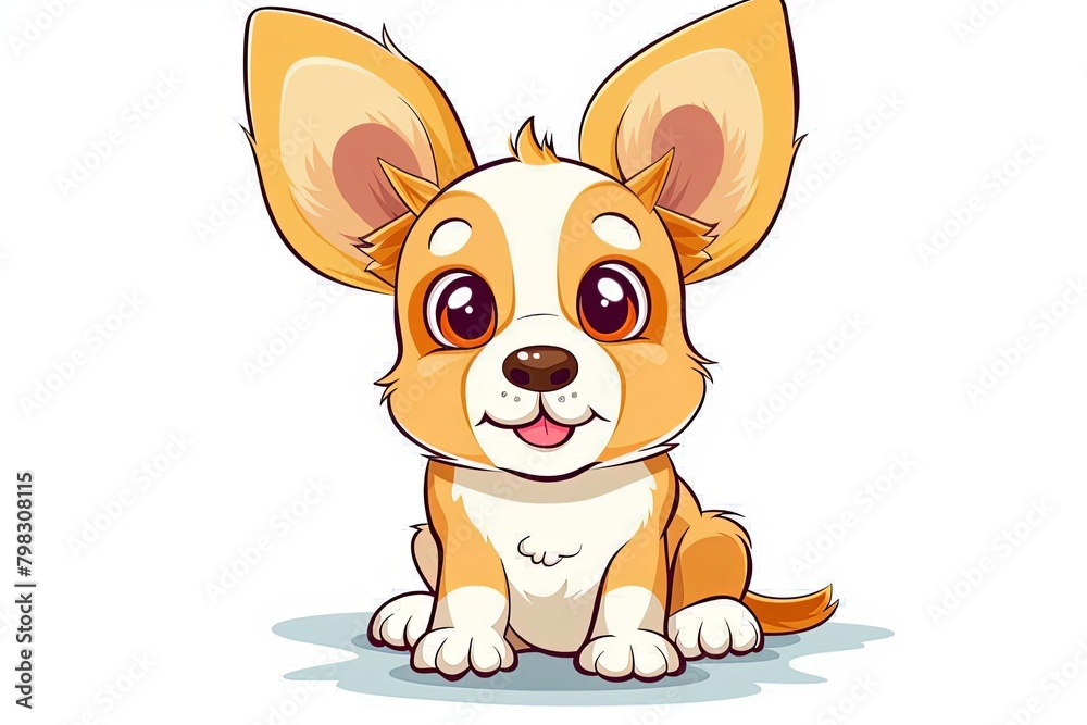 Isolated Cartoon Vector: Cute Puppy with Large Ears - Playful Illustration for Children's Love and Fun Isolated Cartoon Vector: Cute Puppy with Large Ears - Playful Illustration for Children's Love and Fun