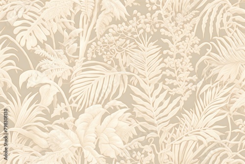 Oriental toile art style with pale various color monstera wallpaper pattern nature backgrounds. #798308130