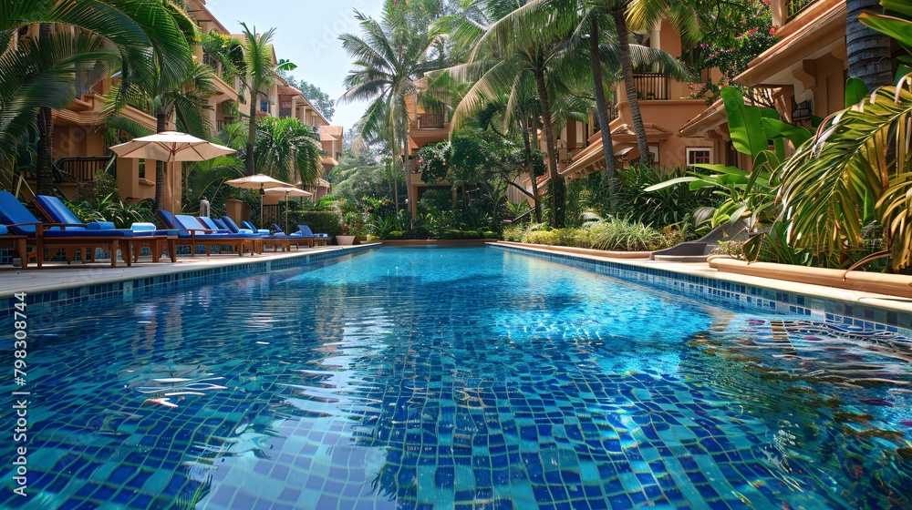 outdoor pool at the hotel in summer