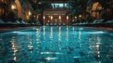 outdoor pool at the hotel at night