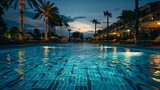 outdoor pool at the hotel at night