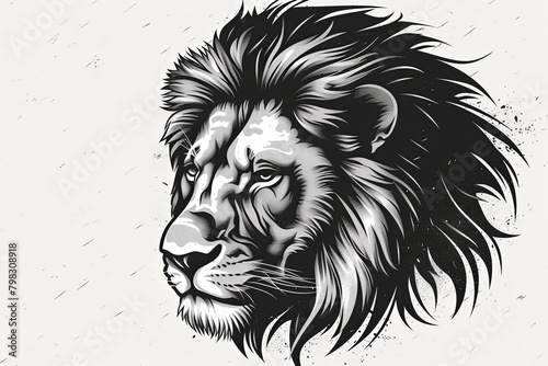 Powerful Lion Head Tattoo Illustration  Artistic Vector Silhouette with Wildlife Themes