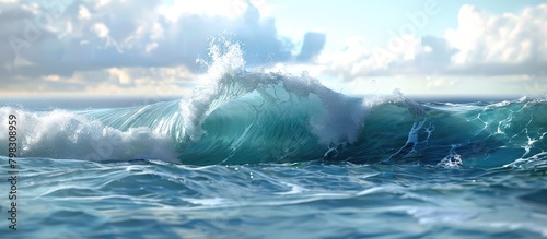 Dynamic D Rendering of Powerful Ocean Wave photo
