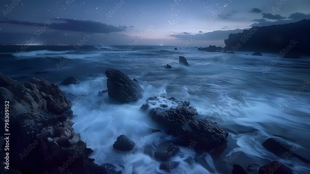 the rugged coastline to the serene countryside, the HD camera showcases the serene beauty of long exposure landscape photos, with waves crashing against rocky shores 
