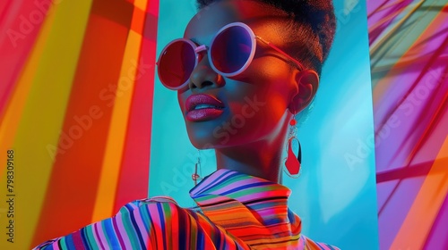 A vibrant and eclectic fashion design, featuring bold colors and unique textures, representing the power of creativity to express individuality and personal style on National Creativity Day.