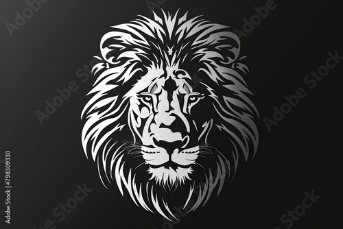Monochrome Majesty  Feline Power - Lion Head Logo Vector Art