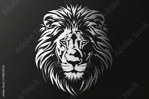 Monochrome Majesty: Feline Power - Lion Head Logo Vector Art