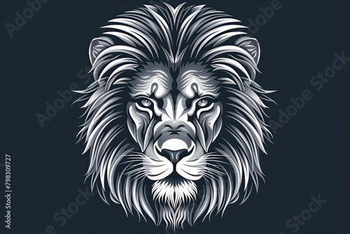 Monochrome Vector Art: Majestic Lion Head Logo - Symbol of Royal Power and Predator King Spirit