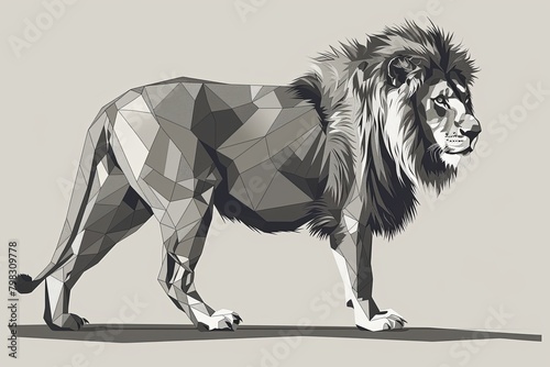 Monochrome Vector Illustration: Sovereign Lion Grace and Predatory Prowess