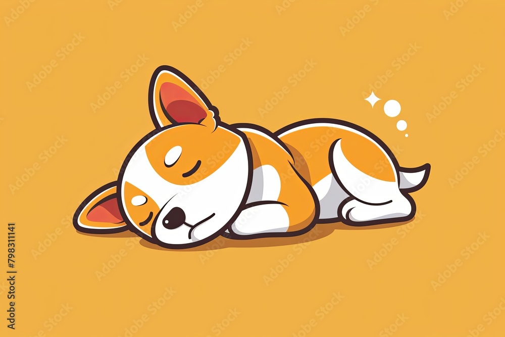 Premium Flat Logo: Cute Sleeping Dog Cartoon Vector Illustration for Children Premium Flat Logo: Cute Sleeping Dog Cartoon Vector Illustration for Children