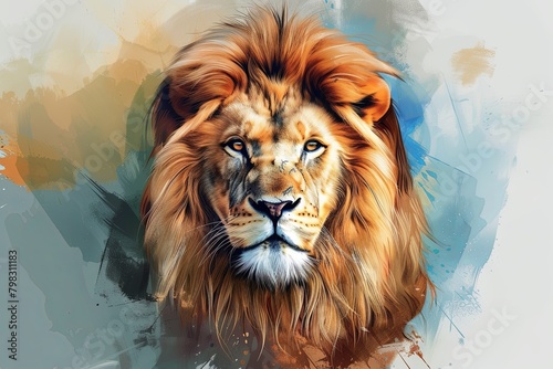 Majestic Lion Wildcat  A Predatory Feline Symbol Art Illustration