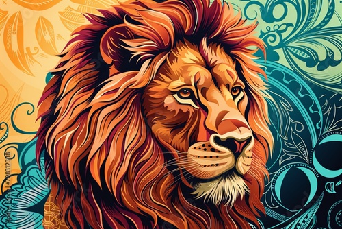 Stylized Lion Tattoo Art  Wildlife-Themed Vector Illustration