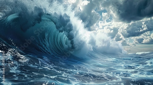 Tsunamis Powerful D Rendering A Stunning Depiction of Oceanic Force and Natures Fury photo
