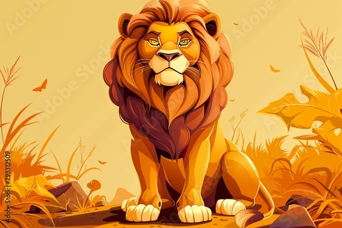 Vector King: Majestic Stylized Lion Mascot Art Illustration