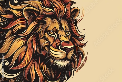 Predator Power  Stylized Lion Head Mascot Vector Tattoo Art