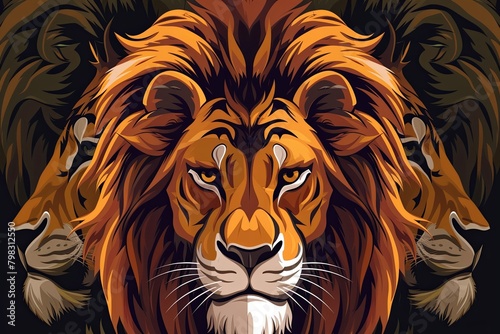 Stylized Vector Lion Tiger Wildcat Majestic Mascot Art